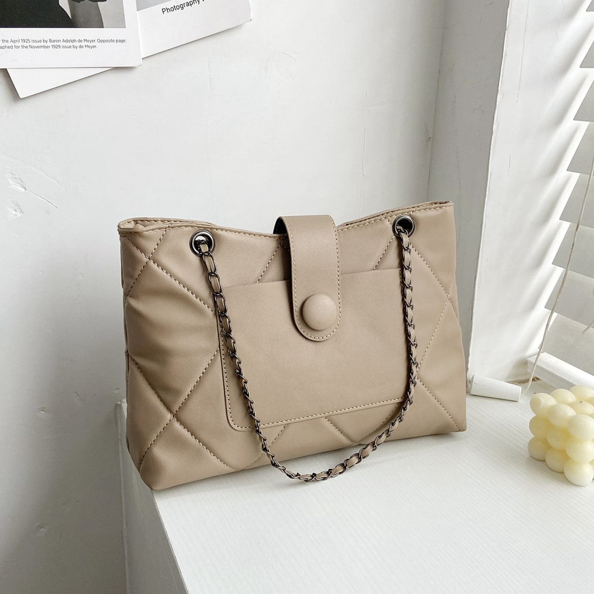 Стеганая сумка-тоут на цепочке большей емкости