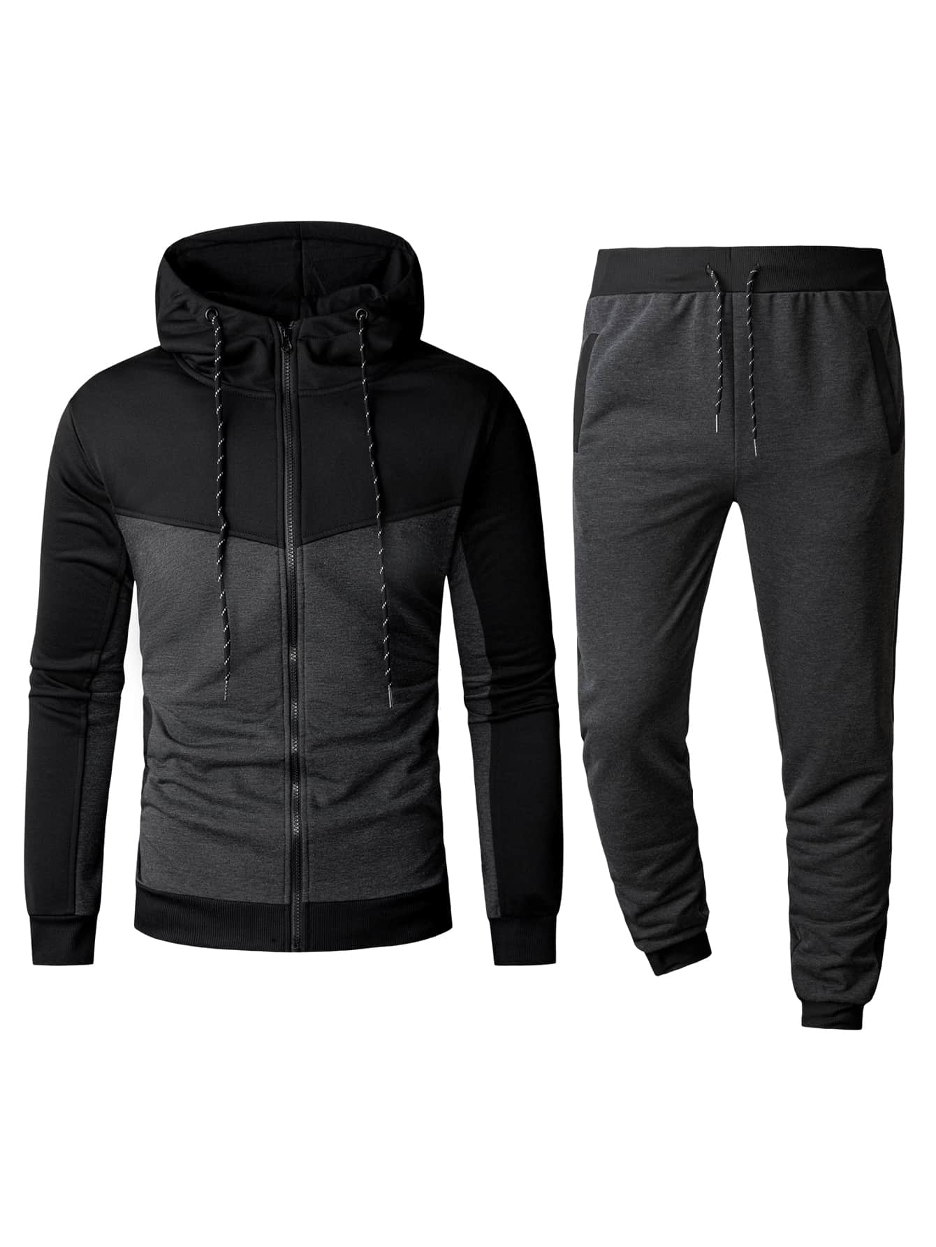 Two tone zip hoodie set