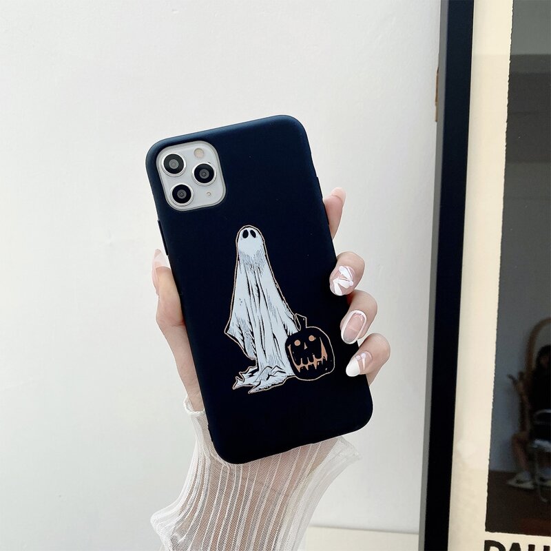 

Halloween Cartoon Graphic Phone Case, Black