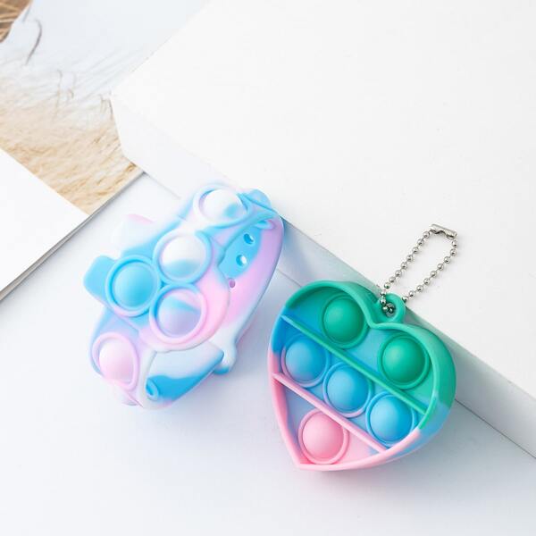 

2pcs Girls Colorblock Tie Dye Bubble Bag Charm, Multicolor
