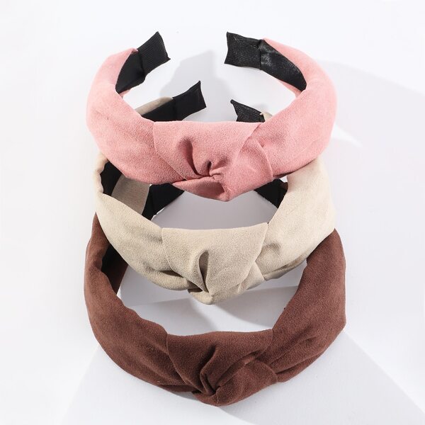 

3pcs Knot Design Wide Headband, Multicolor