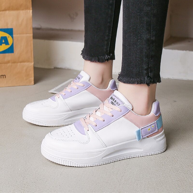 

Colorblock Lace Up Front Skate Shoes, Pink