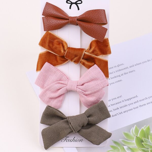 

4pcs Toddler Girls Bow Knot Hair Clip, Multicolor