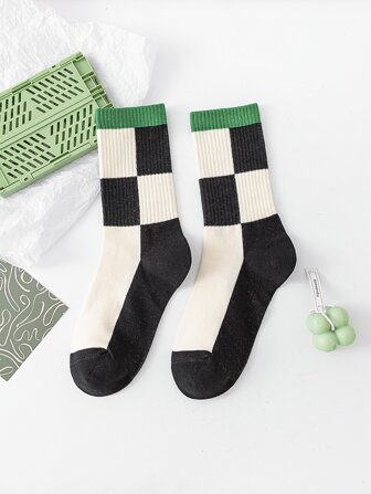 Hombres Calcetines de tripulación de cuadros