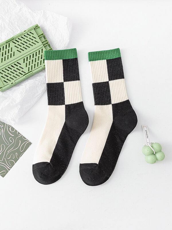 Men Plaid Crew Socks