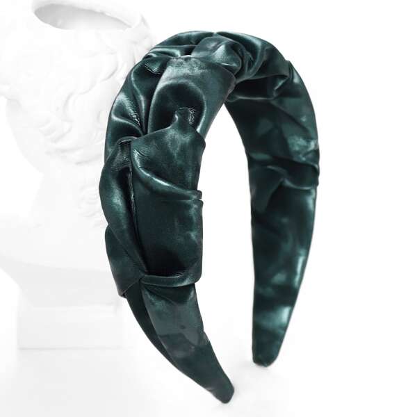 

Solid PU Leather Headband, Dark green