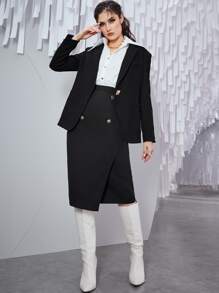 Mulvari Falda recta con botones - Negro - Ver 4