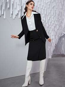 Mulvari Falda recta con botones - Negro - Ver 6