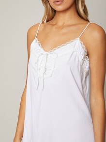 SHEIN Modal Slip Dress Without Robe - White - View 3