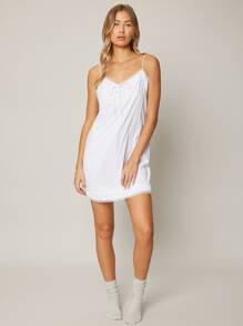 SHEIN Modal Slip Dress Without Robe - White - View 6