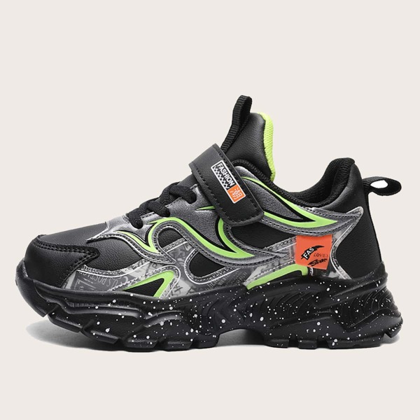 

Boys Colorblock Letter Graphic Velcro Strap Sneakers, Black