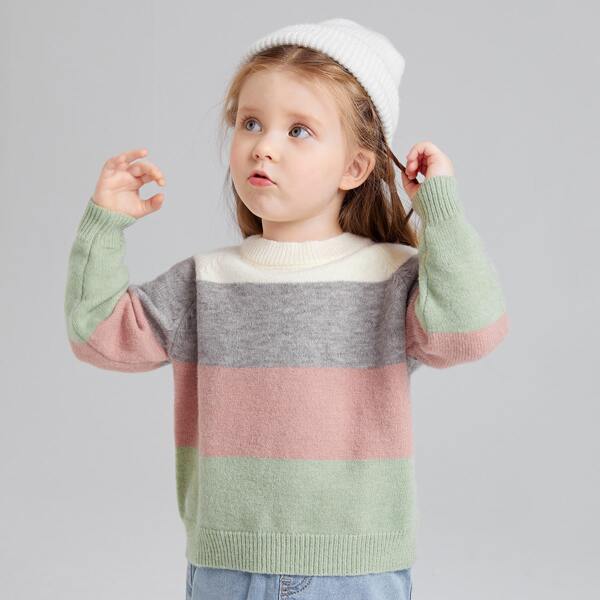 

Toddler Girls Color Block Raglan Sleeve Sweater, Multicolor