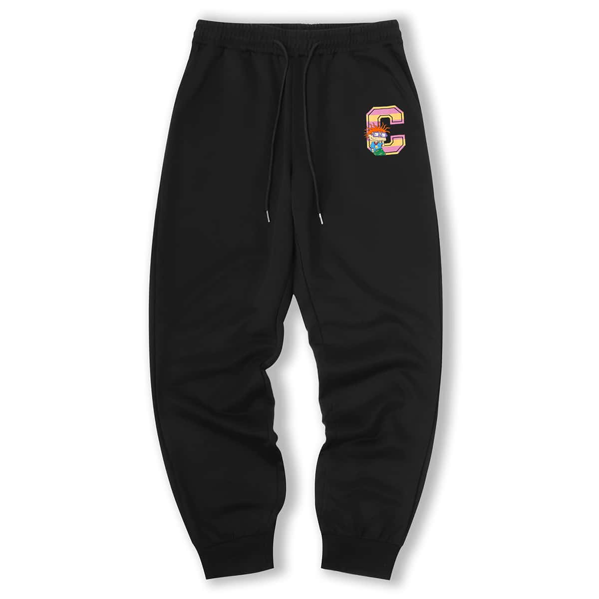 

Guys Letter Cartoon Graphic Drawstring Sweatpants, Black