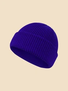 Mũ len rắn tối giản cho mùa đông để mặc hàng ngày Quà tặng cho bạn bè thông thường - Màu xanh lam - Xem 1