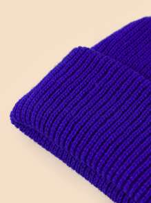 Mũ len rắn tối giản cho mùa đông để mặc hàng ngày Quà tặng cho bạn bè thông thường - Màu xanh lam - Xem 3