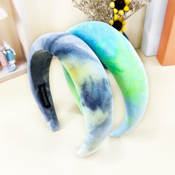 

2pcs Padded Hair Hoop, Multicolor