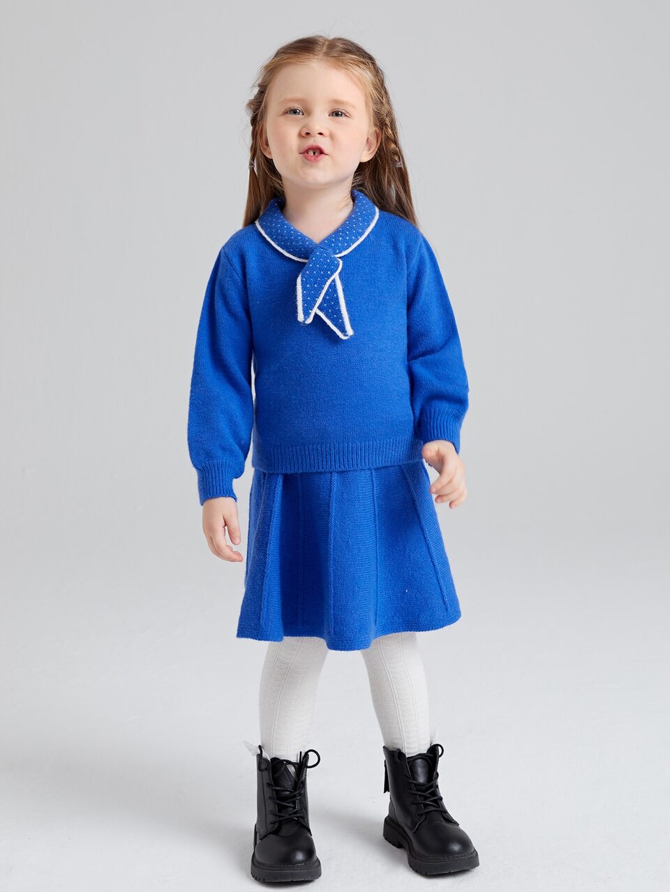Toddler Girls Contrast Trim Sweater & Knit Skirt