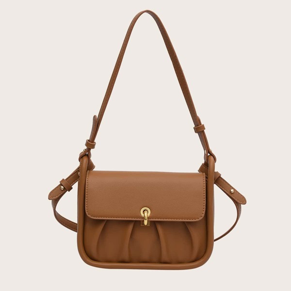 

Minimalist Flap Ruched Bag, Brown