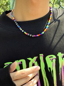 時尚流行男士彩色串珠項鍊，適合珠寶禮物和時尚外觀