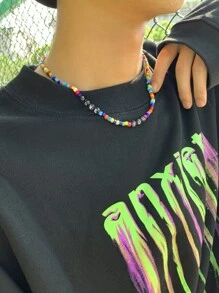 時尚流行男士彩色串珠項鍊，適合珠寶禮物和時尚外觀