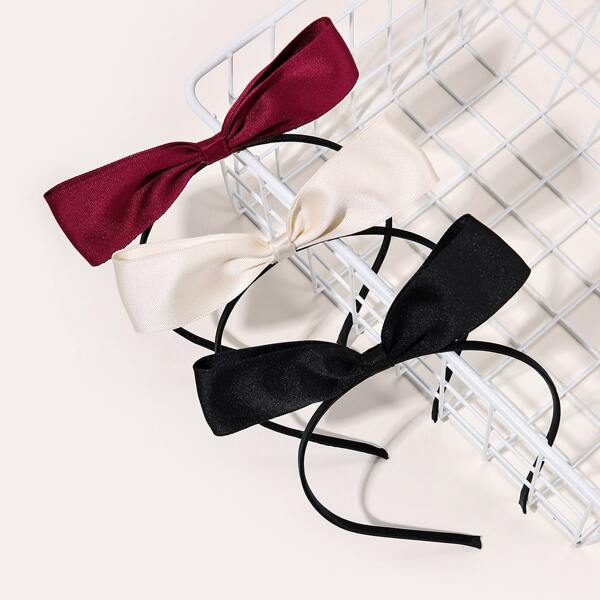 

3pcs Bow Decor Headband, Multicolor