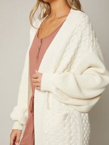 SHEIN Balloon Sleeve Cardigan - White - View 10