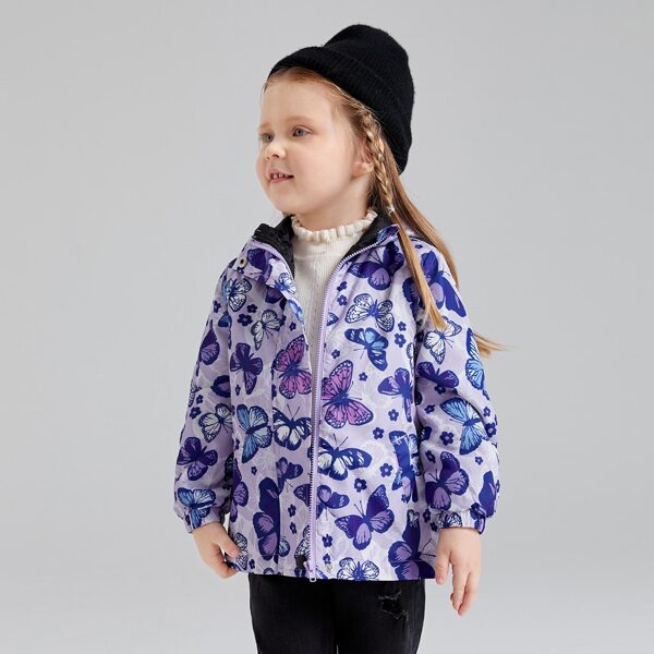 

Toddler Girls Butterfly Print Zipper Hooded Winter Coat, Multicolor