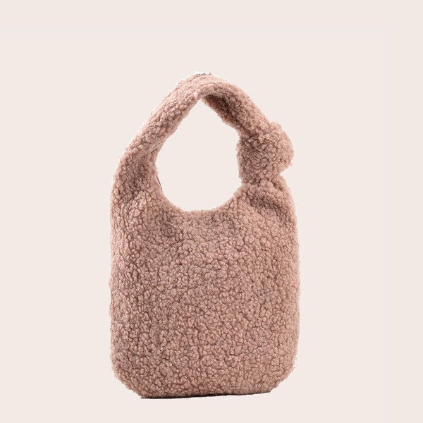 

Minimalist Fuzzy Square Bag, Pink