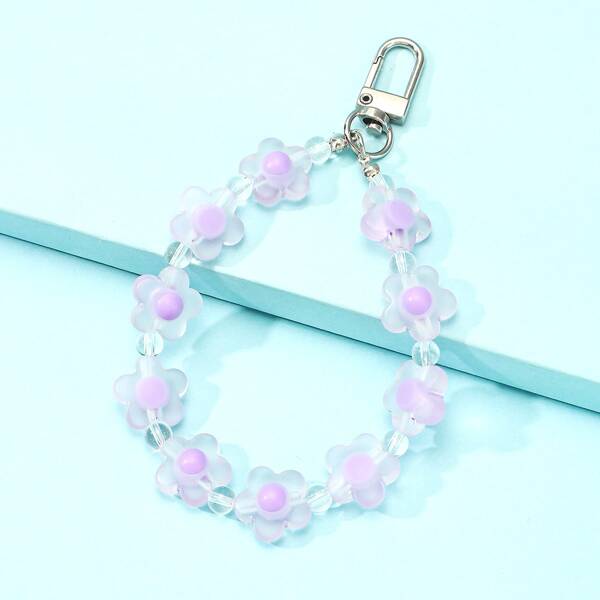 

Flower Design Bag Charm, Mauve purple