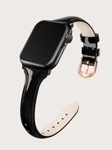 Dây đeo đồng hồ trơn tương thích với Apple Watch - màu đen - Xem 1