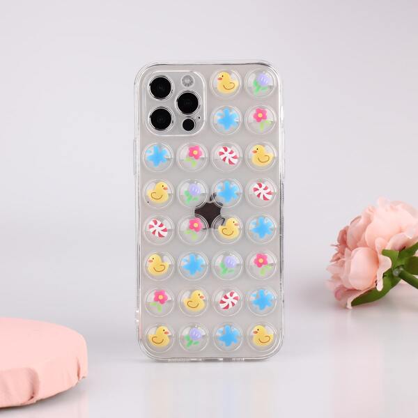 

Cartoon Graphic Bubble Phone Case, Clear