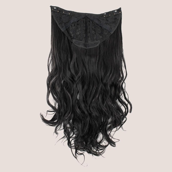 

5pcs Clip Long Curly Hairpiece, Black