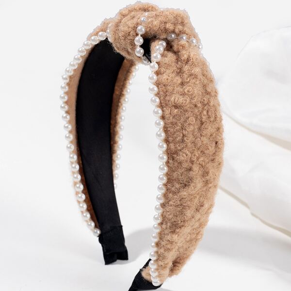 

Knot Decor Fuzzy Headband, Camel