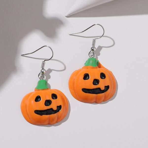 

Halloween Pumpkin Drop Earrings, Orange