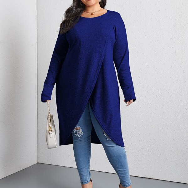 

Plus Wrap Tulip Hem Tee, Royal blue