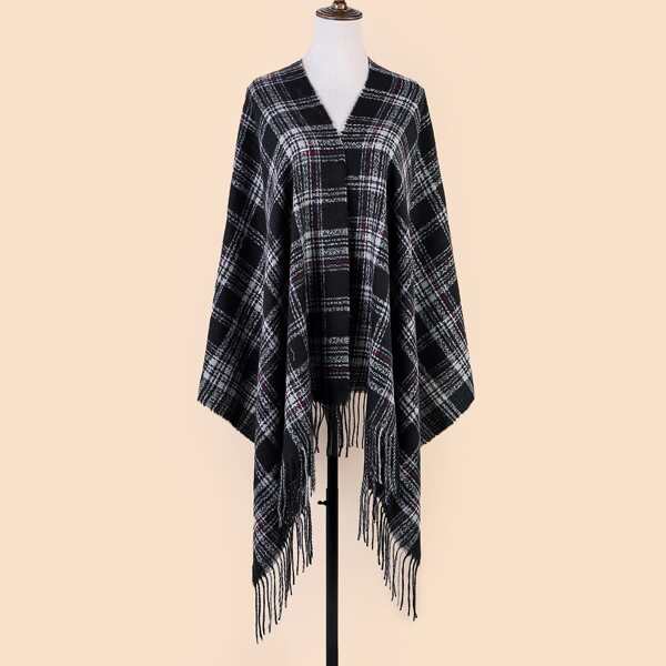 

Fringe Hem Plaid Scarf, Multicolor