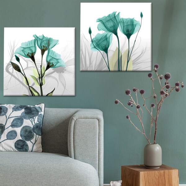 

2pcs Floral Print Hanging Painting, Multicolor