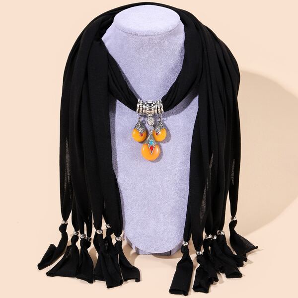 

Water Drop Charm Scarf, Black