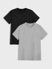 Manfinity Homme Men 2pcs Round Neck Tee - Multicolor - View 1