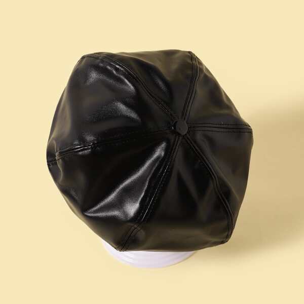 

Kids PU Leather Hat, Black