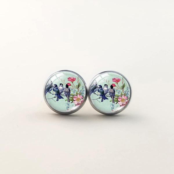 

Bird Print Stud Earrings, Multicolor