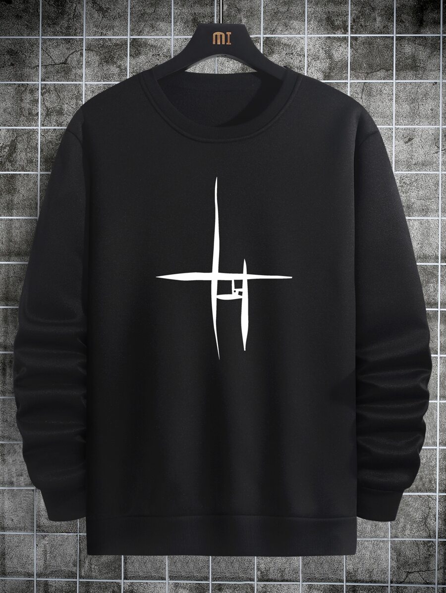 Manfinity Homme Men Graphic Print Sweatshirt - Black - View 1