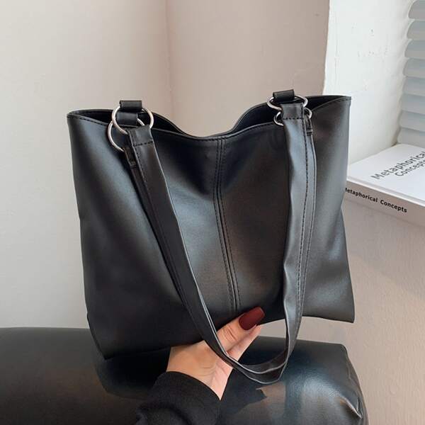 

Large Capacity Shoulder Tote Bag, Black