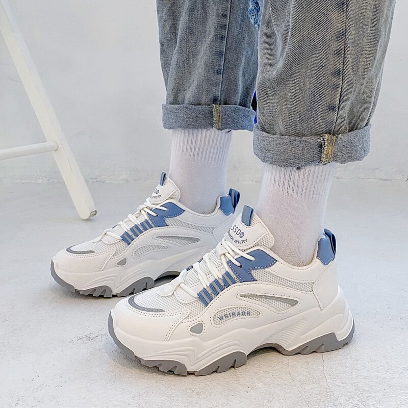 

Lace Up Front Mesh Panel Sneakers, Blue