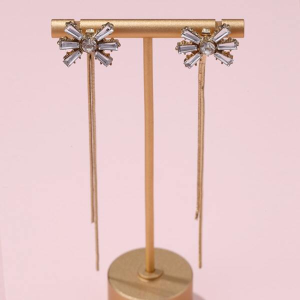 

Rhinestone Decor Earring Jackets, Gold