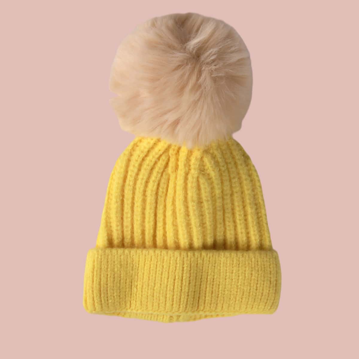 

Toddler Kids Pom Pom Hat, Yellow