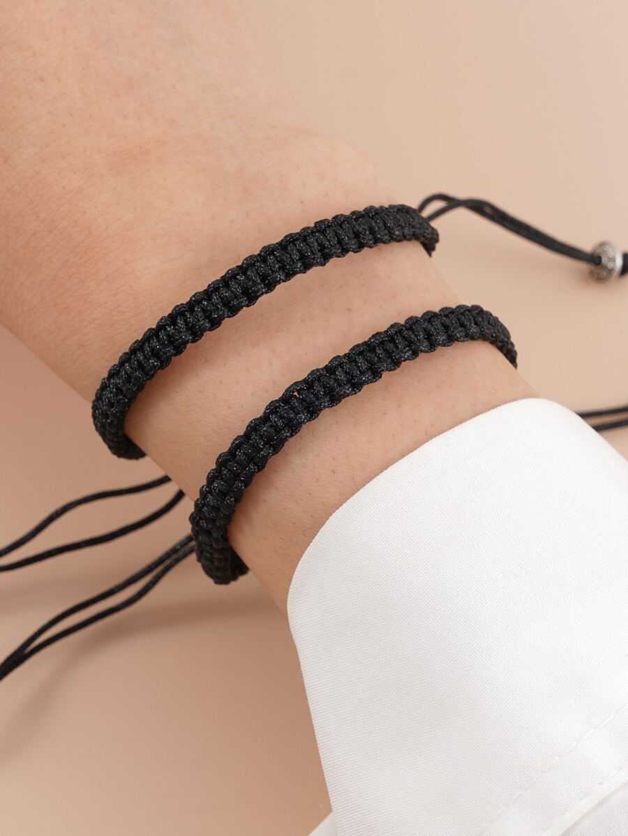 2 piezas Pulsera trenzada de pareja - Negro - Ver 1