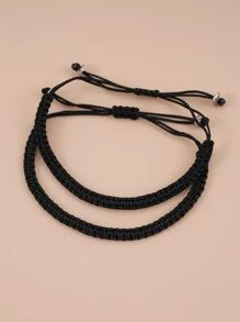 2 piezas Pulsera trenzada de pareja - Negro - Ver 2
