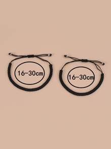 2 piezas Pulsera trenzada de pareja - Negro - Ver 4