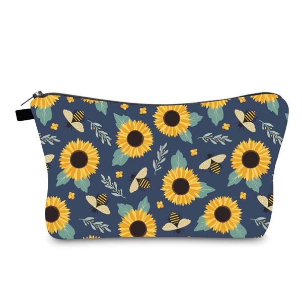 

Floral & Bee Pattern Zippered Makeup Bag, Multicolor